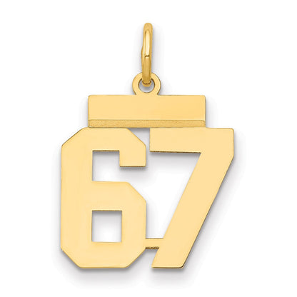 14K Gelbgold Kleiner Polierter Charm „Zahl 67“