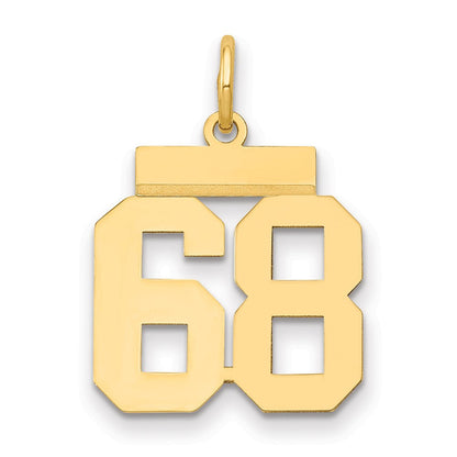 14K Gelbgold Kleiner Polierter Charm „Zahl 68“