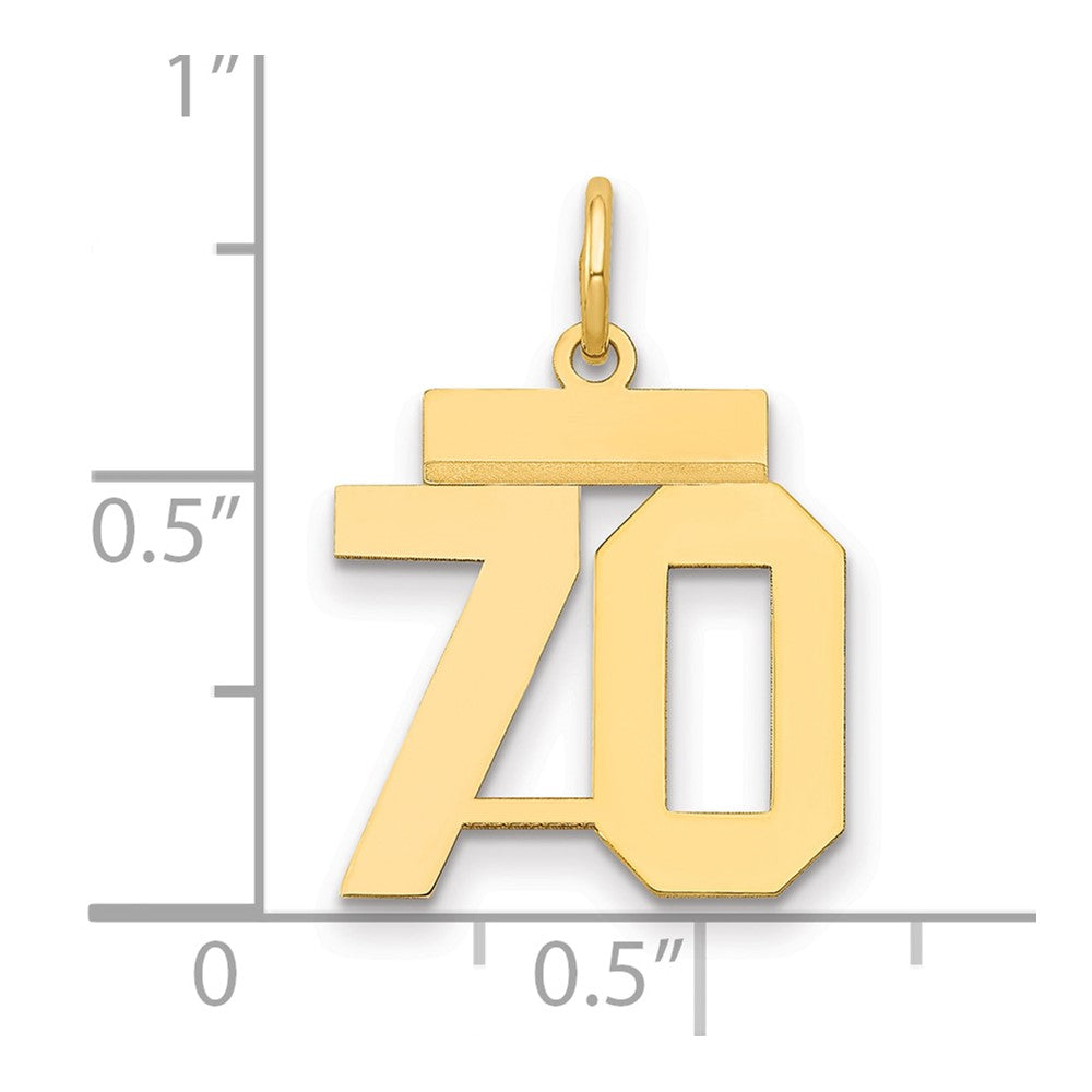 14K Gelbgold Kleiner Polierter Zahl-70-Charm