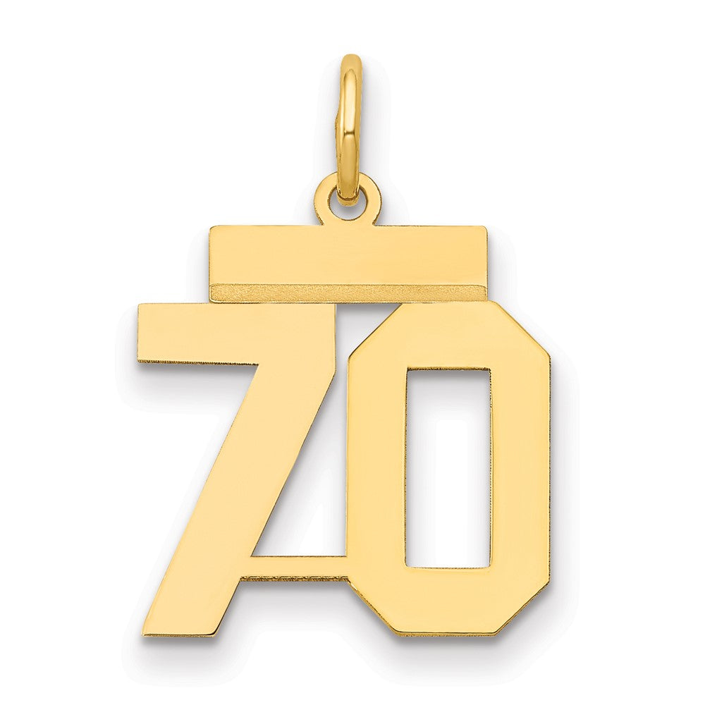 14K Gelbgold Kleiner Polierter Zahl-70-Charm