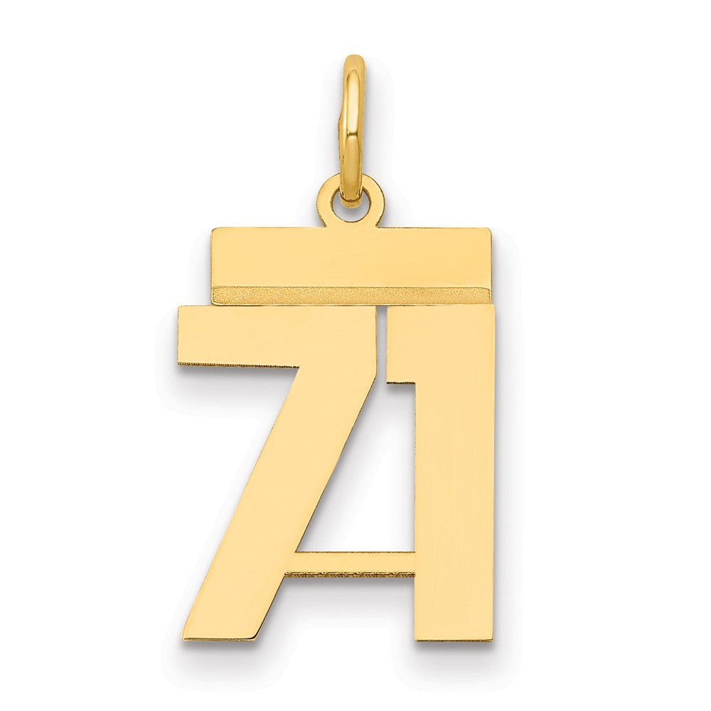 14K Gelbgold Klein Poliert Zahl 71 Charm