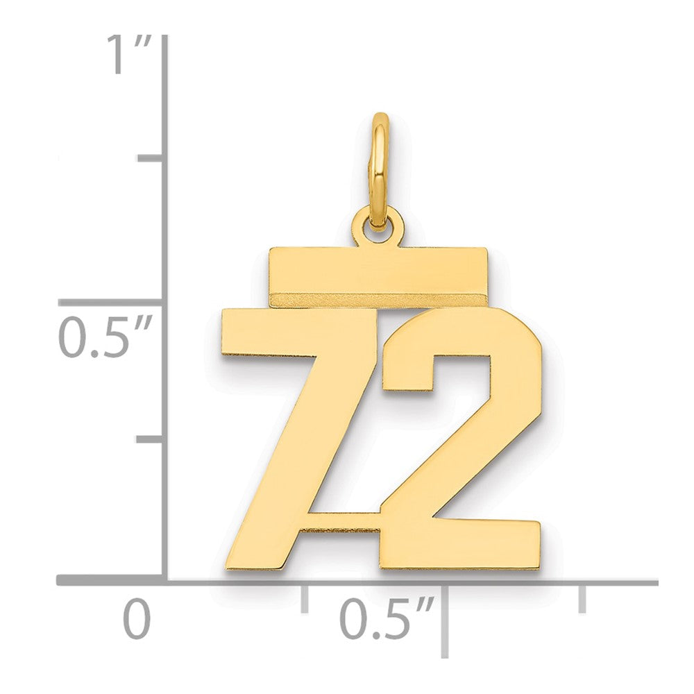 14K Gelbgold Kleiner Polierter Charm Nummer 72