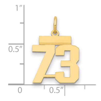 14K Gelbgold Kleiner Polierter Zahlen-Charm „73