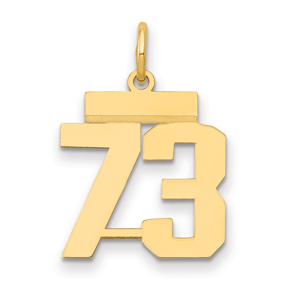 14K Gelbgold Kleiner Polierter Zahlen-Charm „73