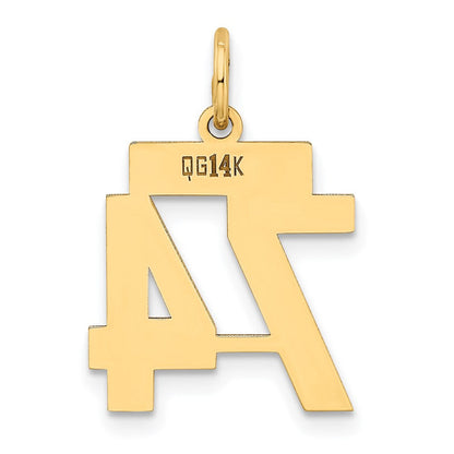 14K Gelbgold Kleiner Polierter Charm „Zahl 74“