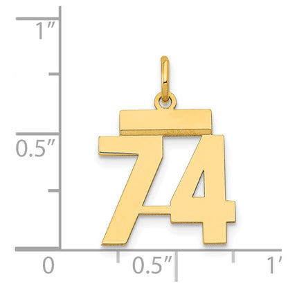 14K Gelbgold Kleiner Polierter Charm „Zahl 74“