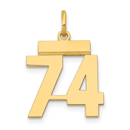 14K Gelbgold Kleiner Polierter Charm „Zahl 74“