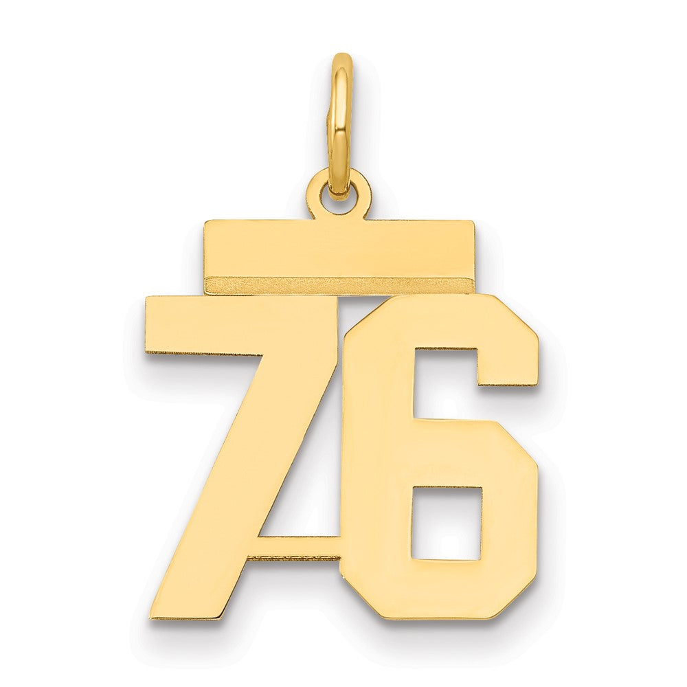 14K Gelbgold Kleiner Polierter Charm Zahl 76
