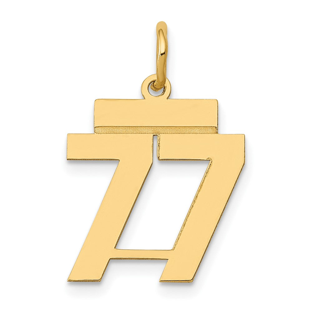 14K Gelbgold Klein Poliert Zahl 77 Charm