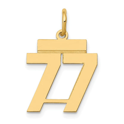 14K Gelbgold Klein Poliert Zahl 77 Charm