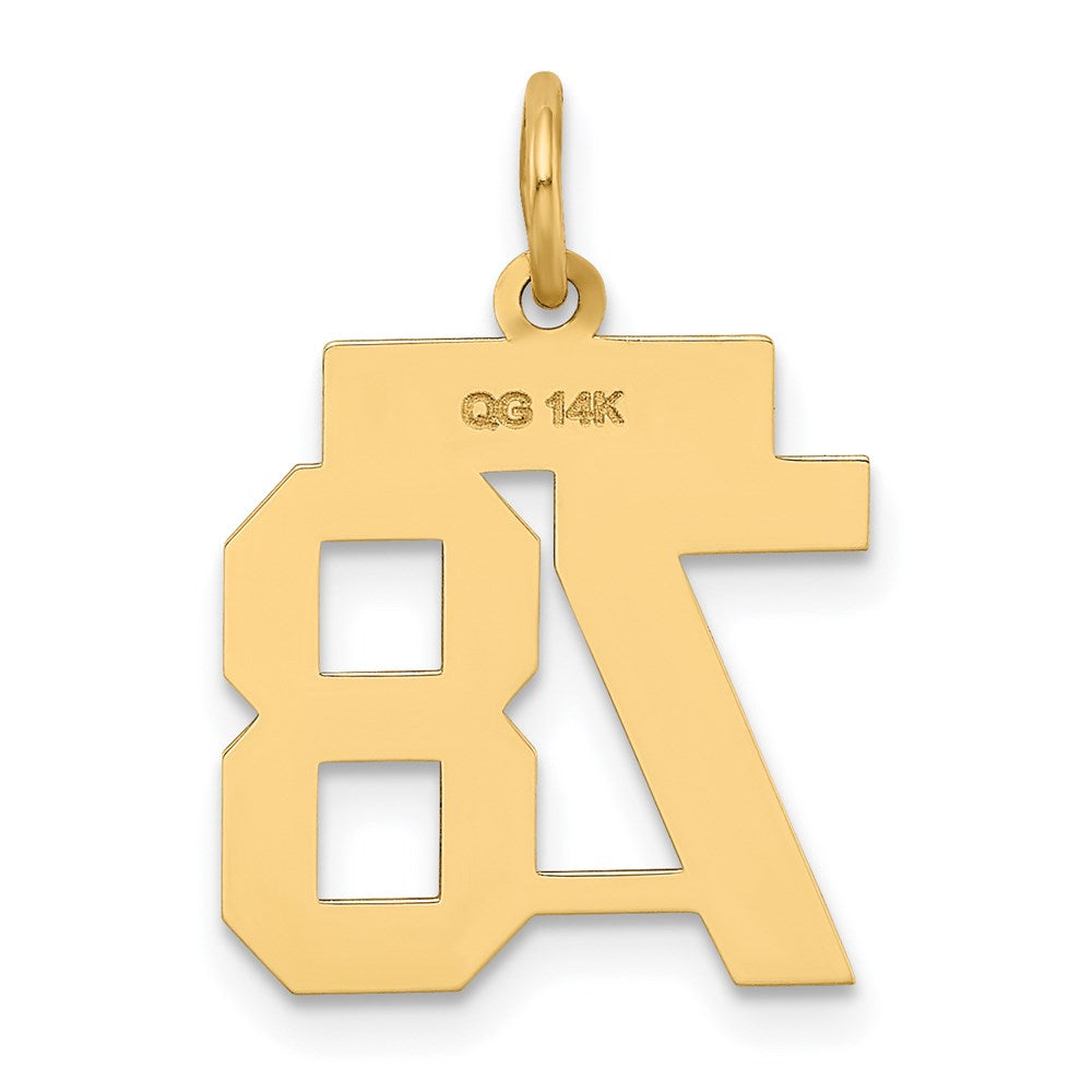 14K Gelbgold Kleiner Polierter Zahlenanhänger „78" Charm
