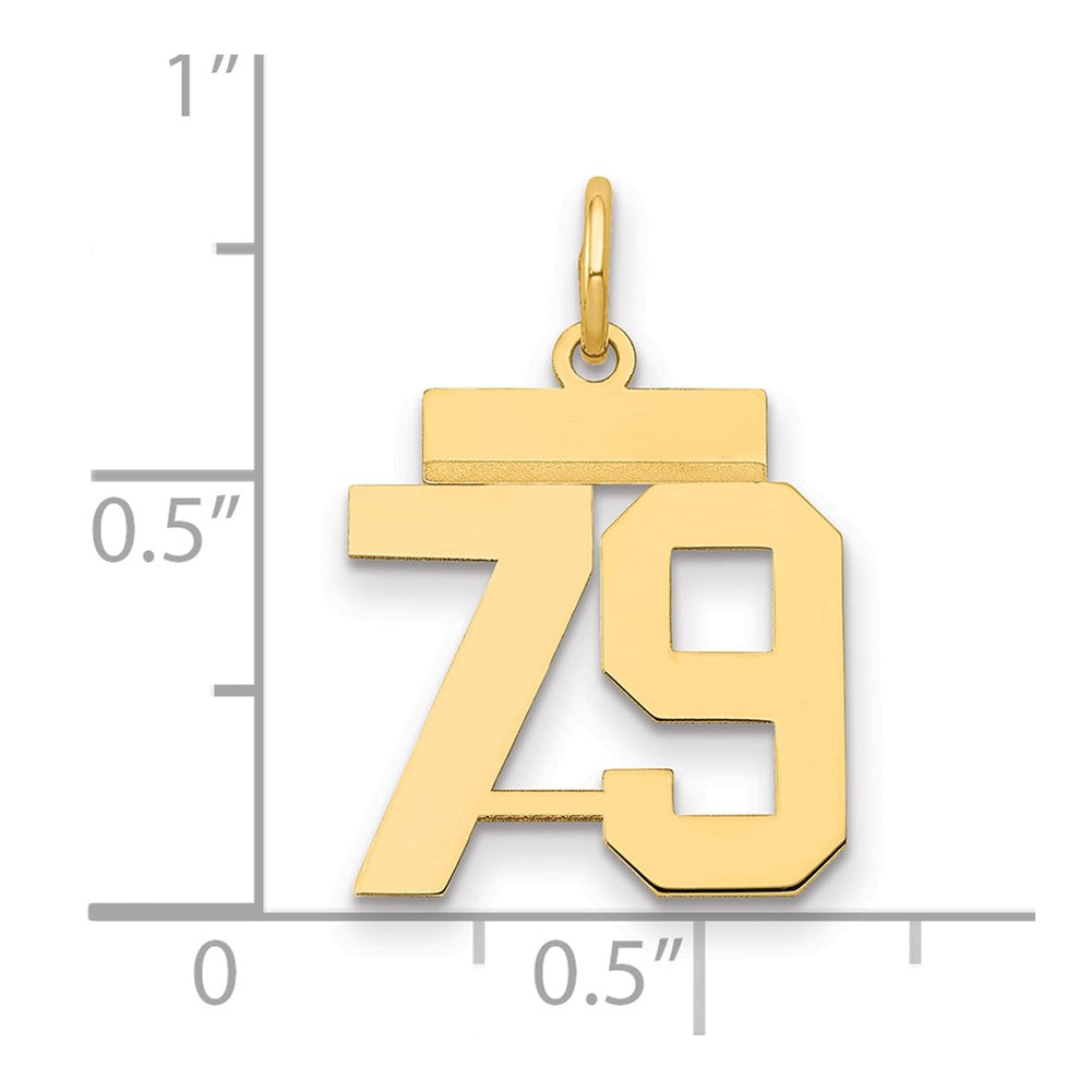 585 Gelbgold Kleiner Polierter Charm „Zahl 79“