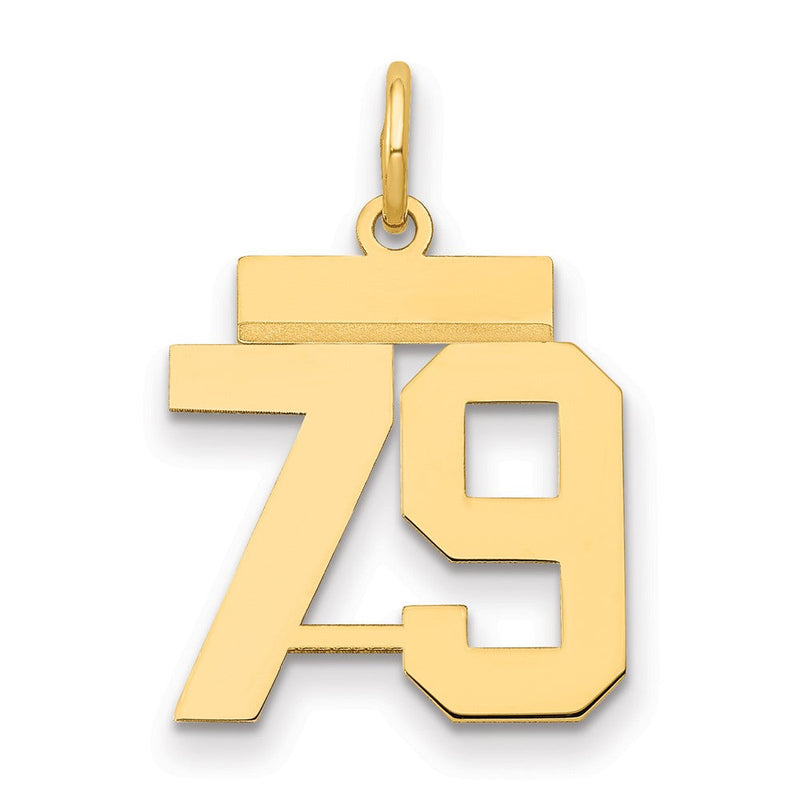 585 Gelbgold Kleiner Polierter Charm „Zahl 79“