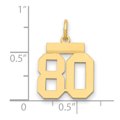 14K Gelbgold Kleiner Polierter Charm Zahl 80