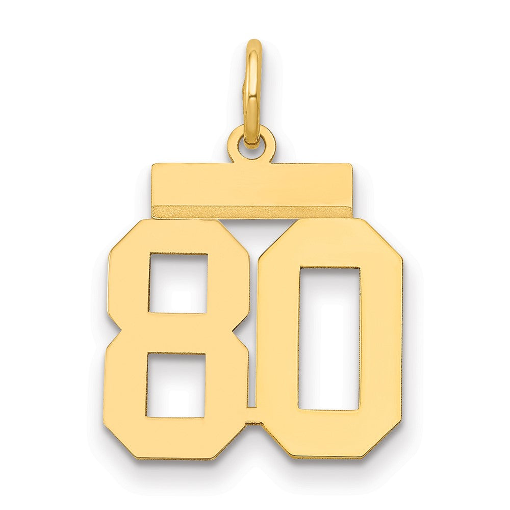 14K Gelbgold Kleiner Polierter Charm Zahl 80
