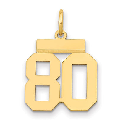 14K Gelbgold Kleiner Polierter Charm Zahl 80