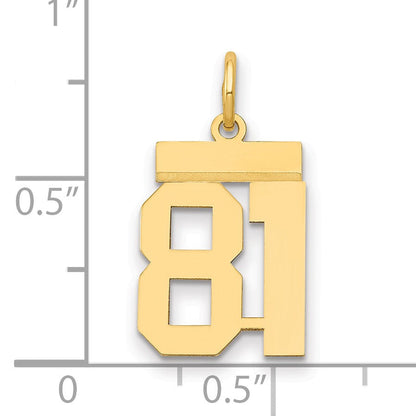 14K Gelbgold Kleiner Polierter Charm Zahl 81