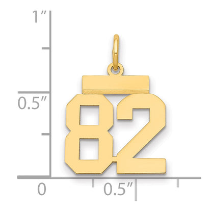 14K Gelbgold Kleiner Polierter Charm Zahl 82