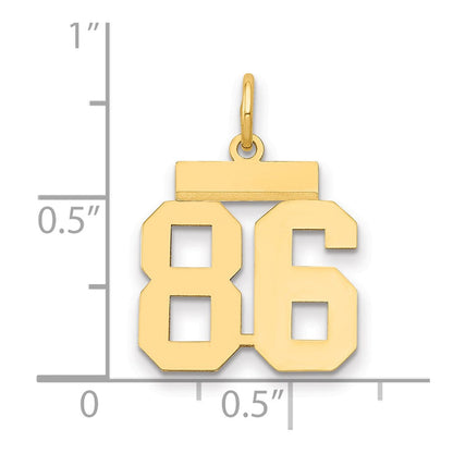 14K Gelbgold kleiner polierter Zahl-86-Charm