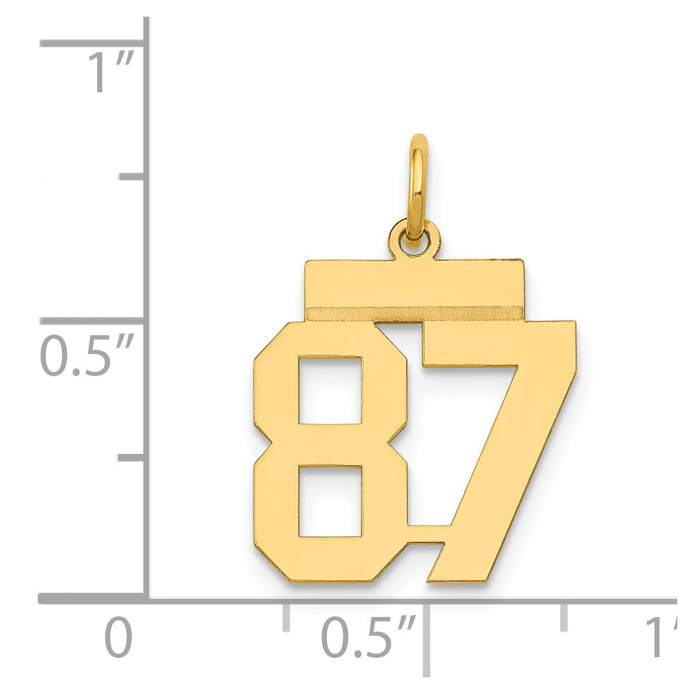 14K Gelbgold Kleiner Polierter Zahl-87-Charm