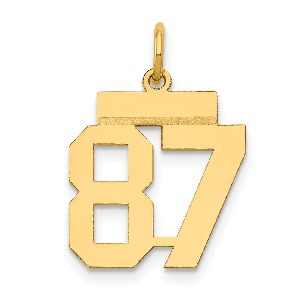 14K Gelbgold Kleiner Polierter Zahl-87-Charm