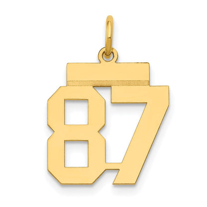 14K Gelbgold Kleiner Polierter Zahl-87-Charm