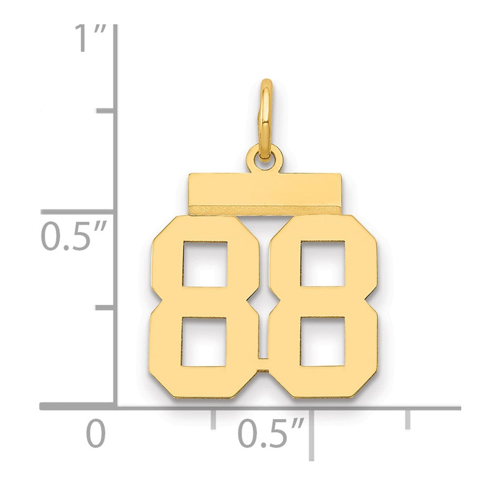 14K Gelbgold Kleiner Polierter Zahl-88-Charm