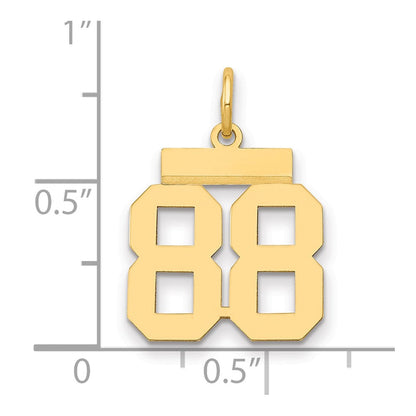 14K Gelbgold Kleiner Polierter Zahl-88-Charm