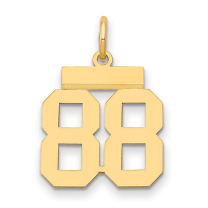14K Gelbgold Kleiner Polierter Zahl-88-Charm