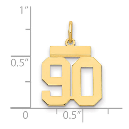 14K Gelbgold Kleiner Polierter Charm Nummer 90