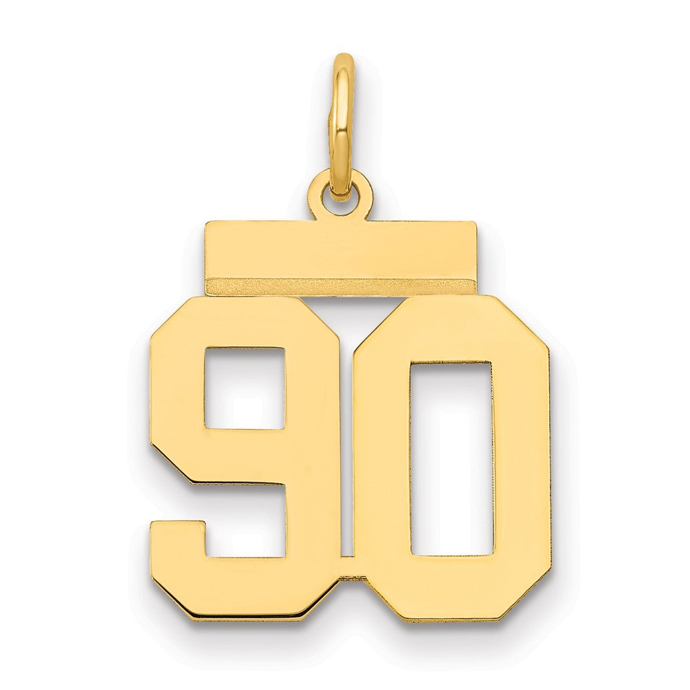 14K Gelbgold Kleiner Polierter Charm Nummer 90