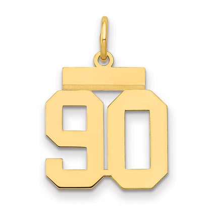 14K Gelbgold Kleiner Polierter Charm Nummer 90