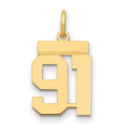14K Gelbgold Kleiner Polierter Charm „Nummer 91“
