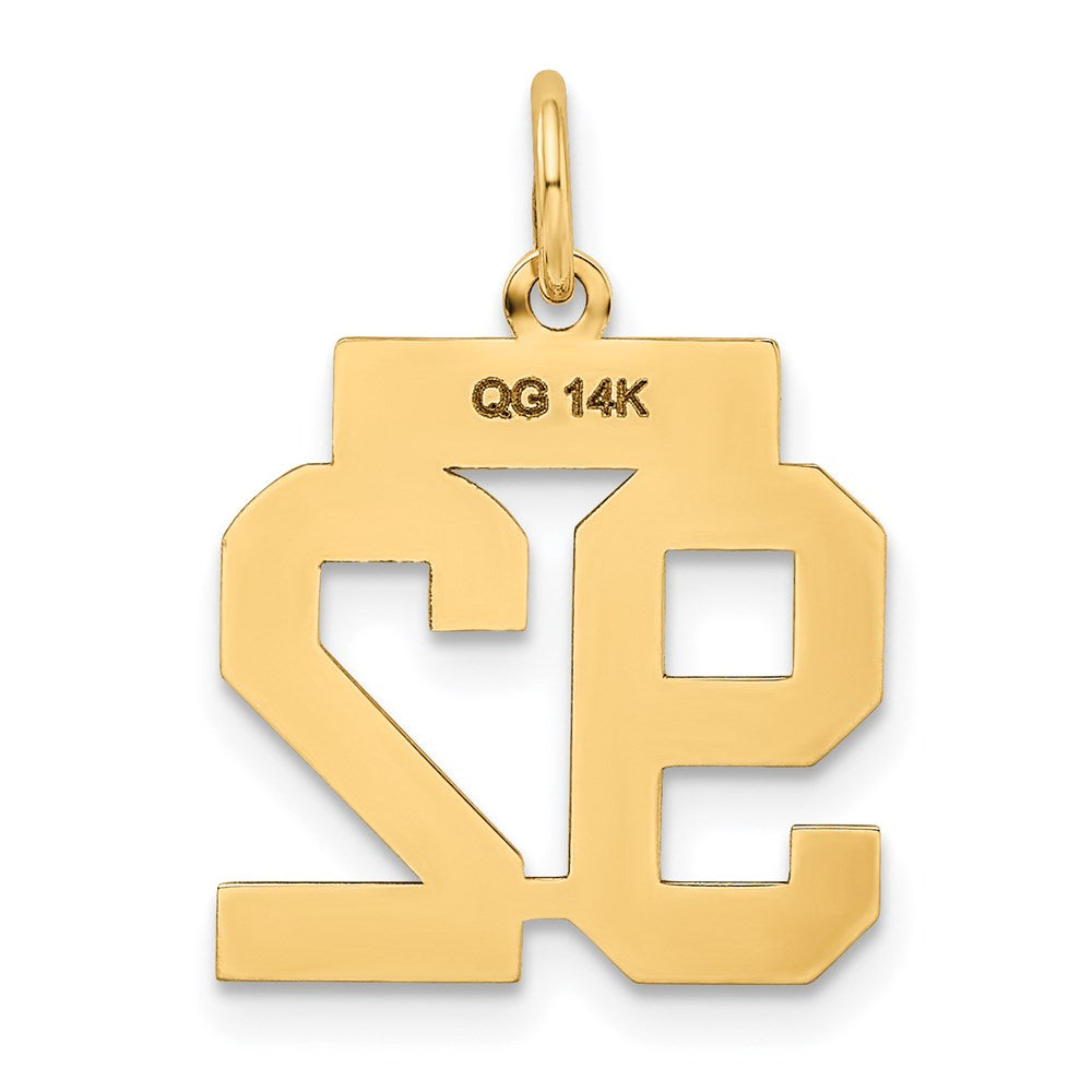 14K Gelbgold Kleiner Polierter Zahlen-Charm „92“