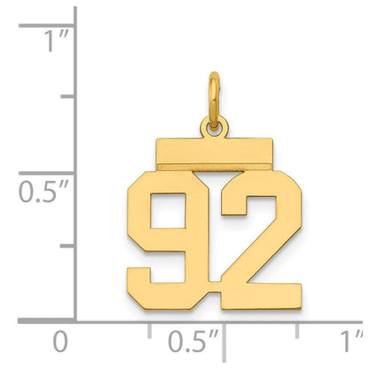 14K Gelbgold Kleiner Polierter Zahlen-Charm „92“