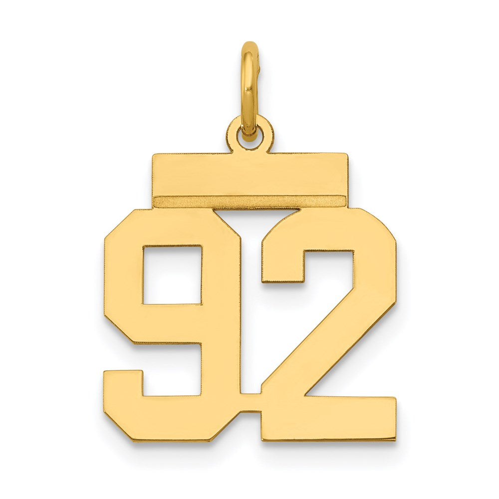 14K Gelbgold Kleiner Polierter Zahlen-Charm „92“