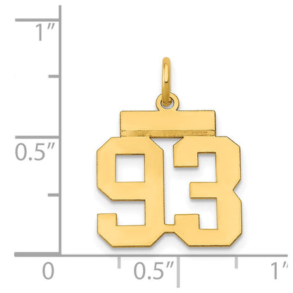14K Gelbgold Kleiner Polierter Charm „Zahl 93“