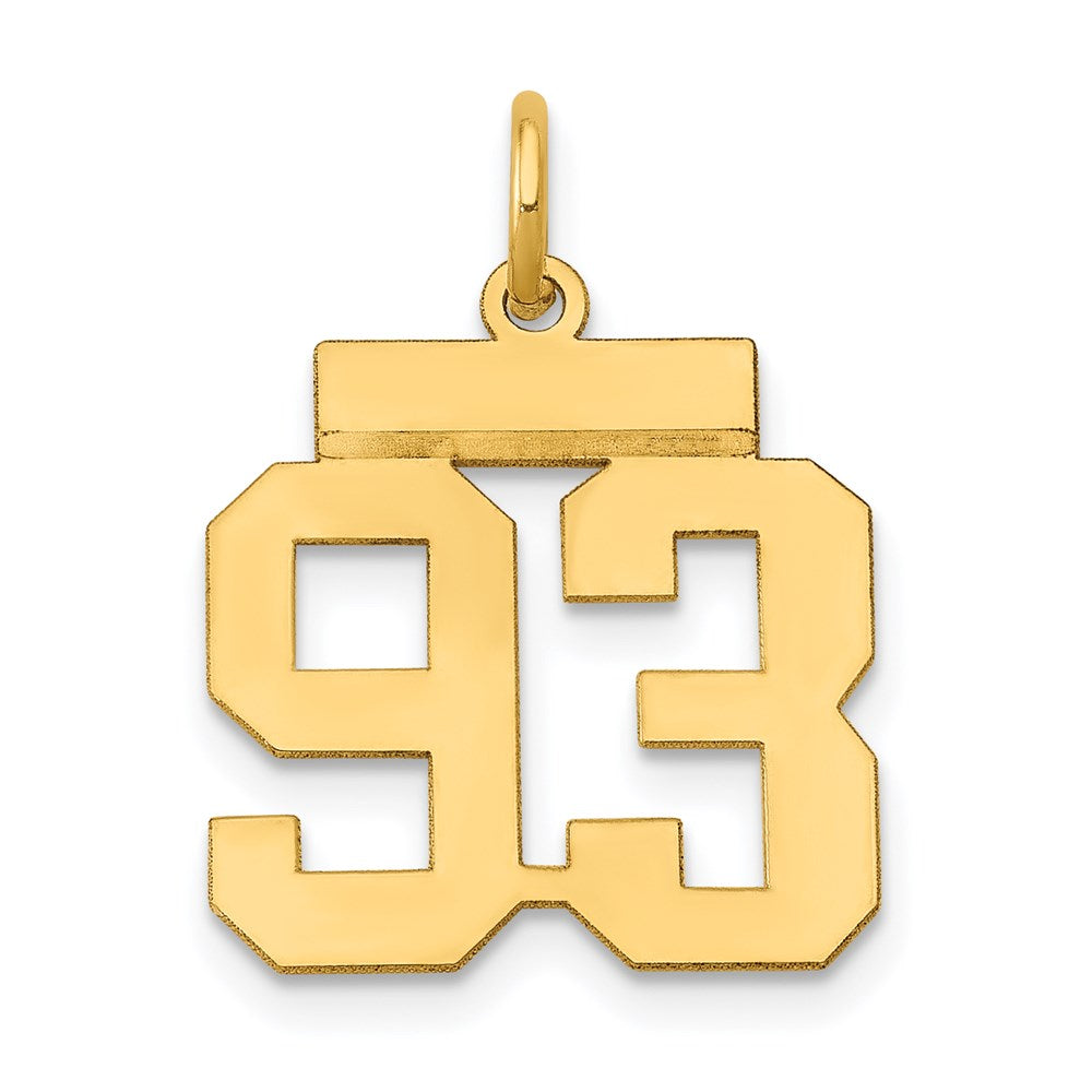 14K Gelbgold Kleiner Polierter Charm „Zahl 93“