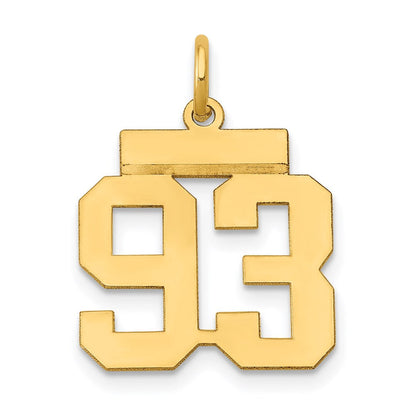 14K Gelbgold Kleiner Polierter Charm „Zahl 93“