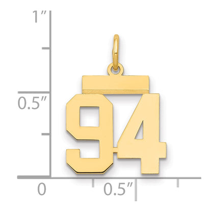 14K Gelbgold kleiner polierter Charm Zahl 94