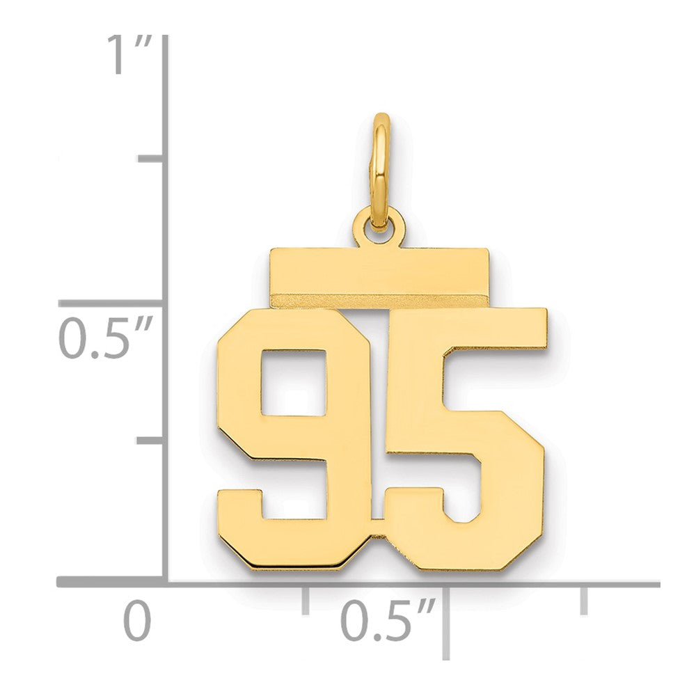 585 Gelbgold Kleiner Polierter Zahlen-Charm „95
