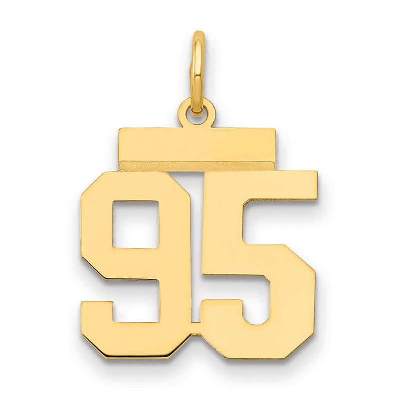 585 Gelbgold Kleiner Polierter Zahlen-Charm „95