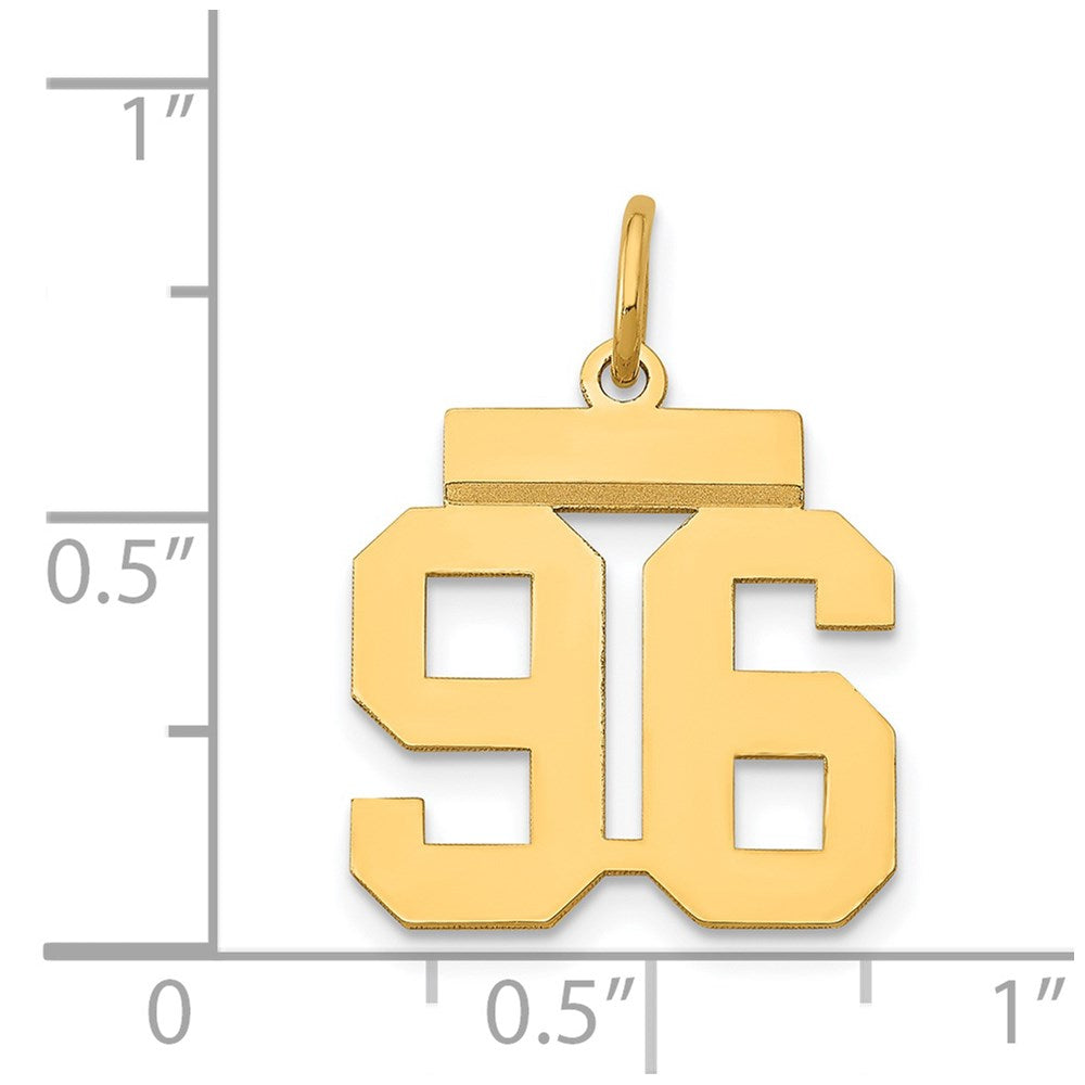 14K Gelbgold Kleiner Polierter Zahl-96-Charm
