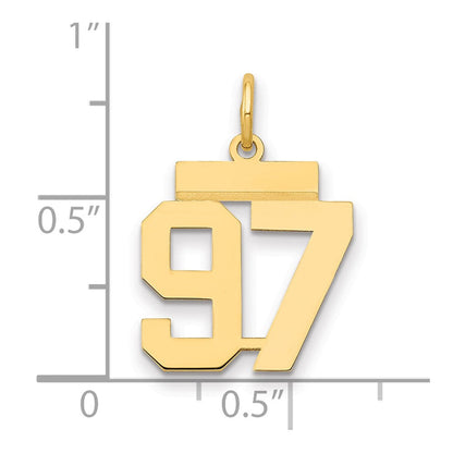 14K Gelbgold kleiner polierter Charm „Zahl 97“