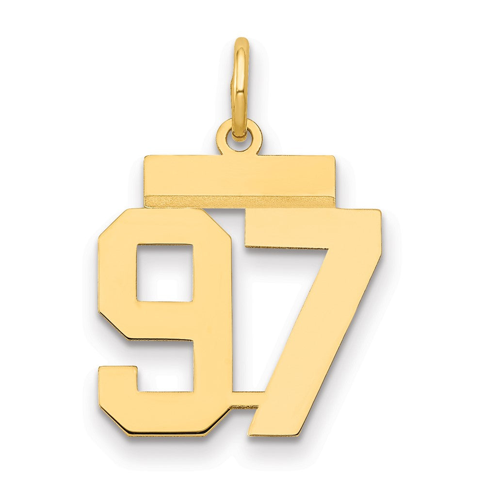 14K Gelbgold kleiner polierter Charm „Zahl 97“