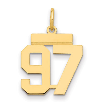 14K Gelbgold kleiner polierter Charm „Zahl 97“