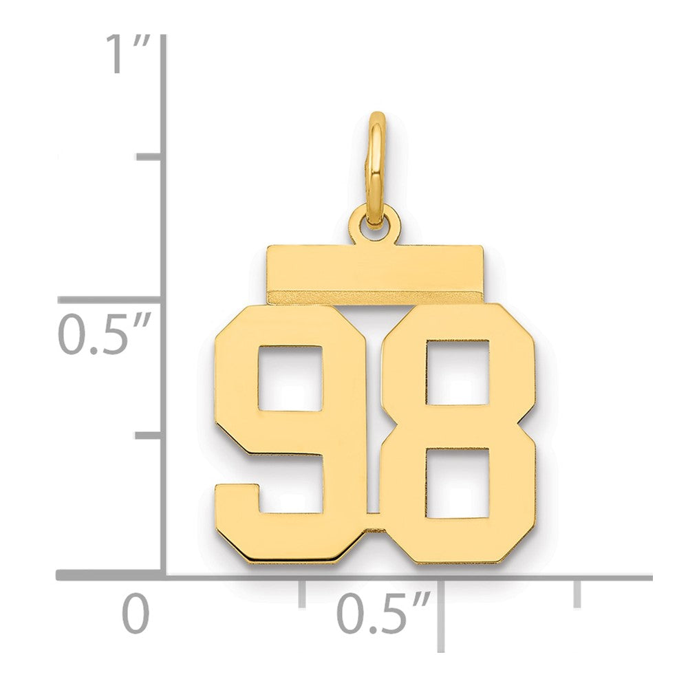 14K Gelbgold Kleiner Polierter Charm Zahl 98
