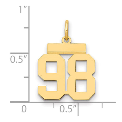 14K Gelbgold Kleiner Polierter Charm Zahl 98