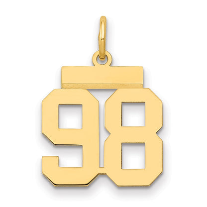 14K Gelbgold Kleiner Polierter Charm Zahl 98