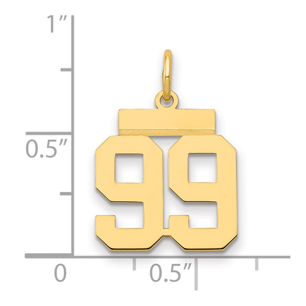 14K Gelbgold Kleiner Polierter Charm „Zahl 99“